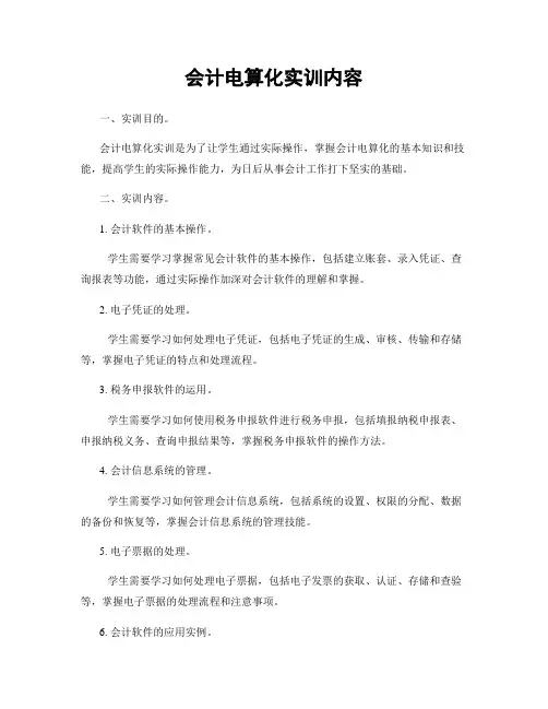 会计电算化实训内容