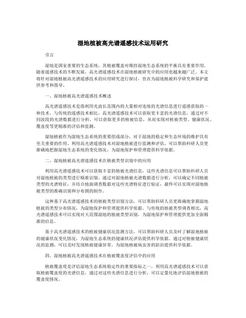 湿地植被高光谱遥感技术运用研究