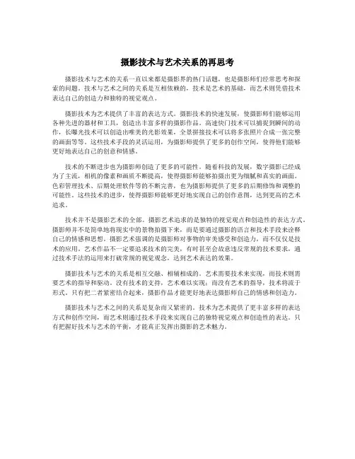 摄影技术与艺术关系的再思考