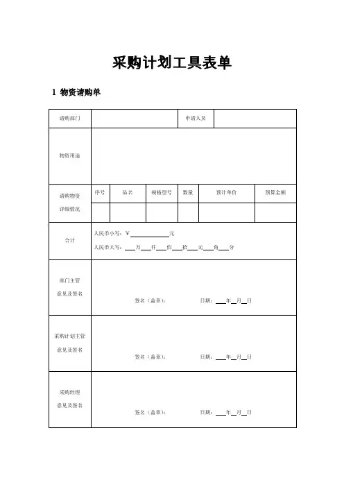 采购管理-采购计划工具表单