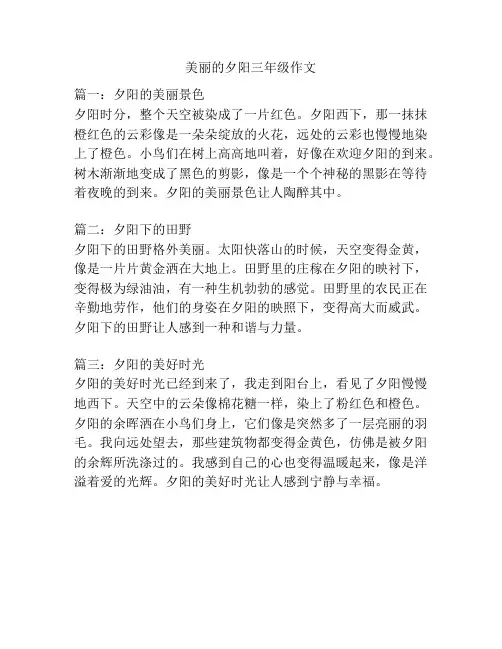 美丽的夕阳三年级作文