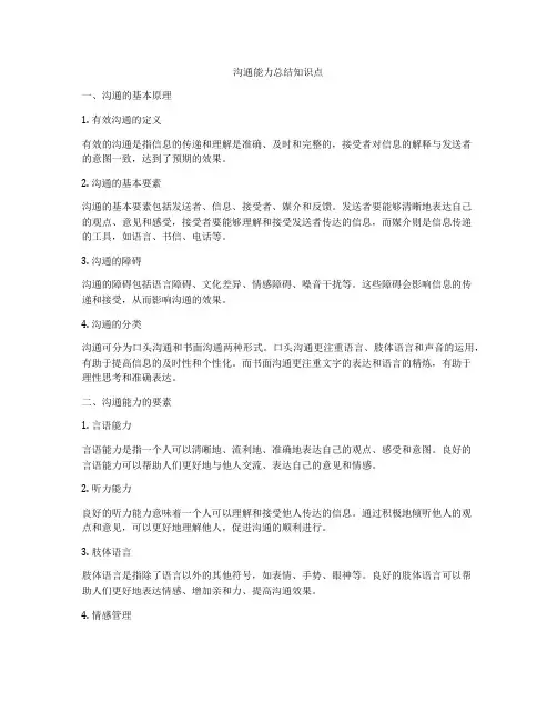 沟通能力总结知识点