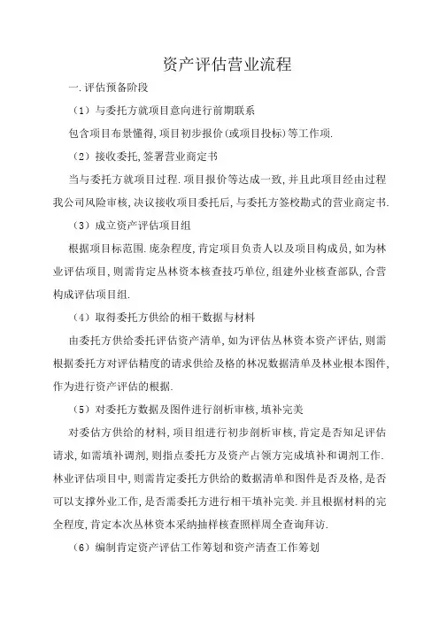 资产评估业务流程