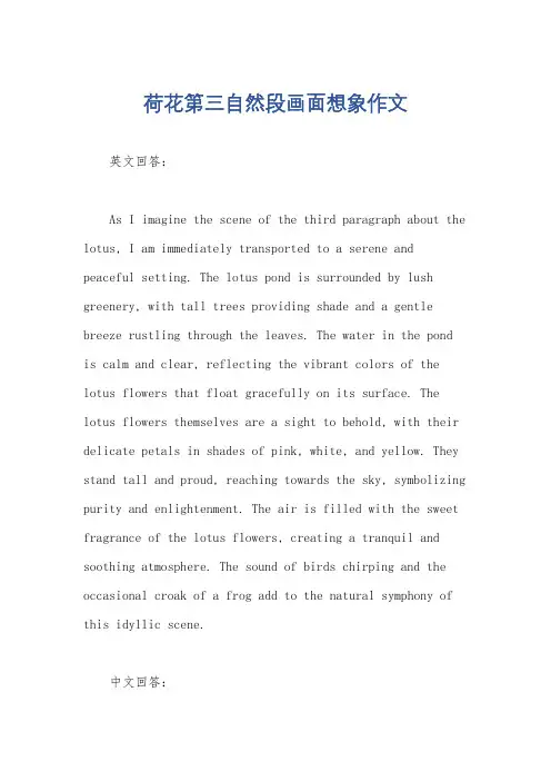 荷花第三自然段画面想象作文