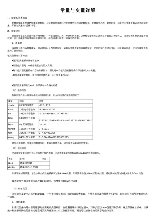 常量与变量详解