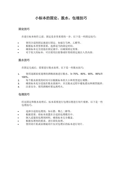 小标本的固定、脱水、包埋技巧
