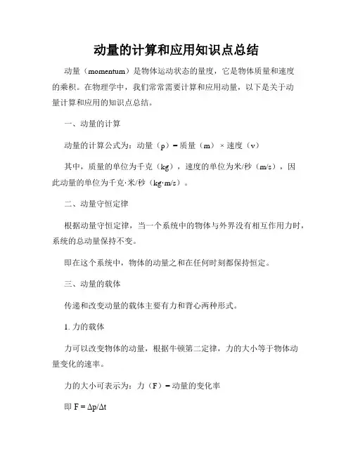 动量的计算和应用知识点总结