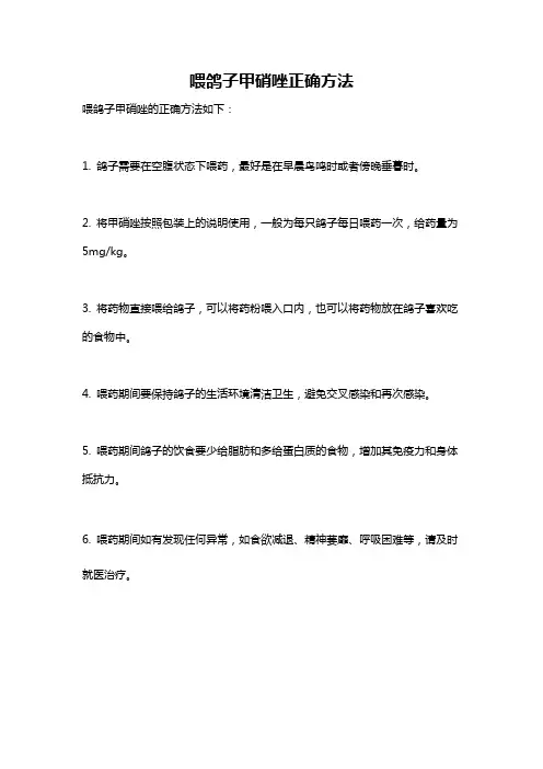 喂鸽子甲硝唑正确方法