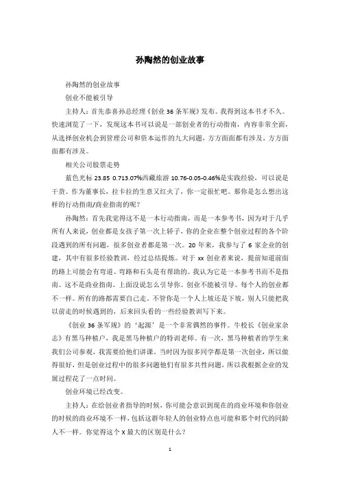 孙陶然的创业故事