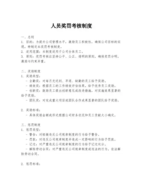 人员奖罚考核制度