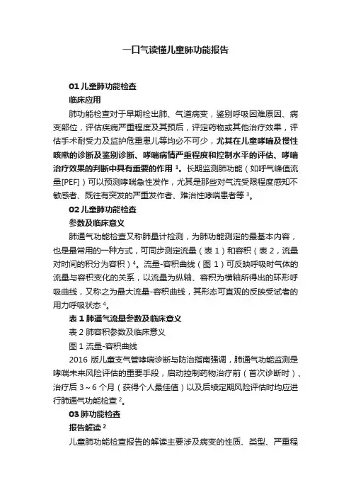 一口气读懂儿童肺功能报告