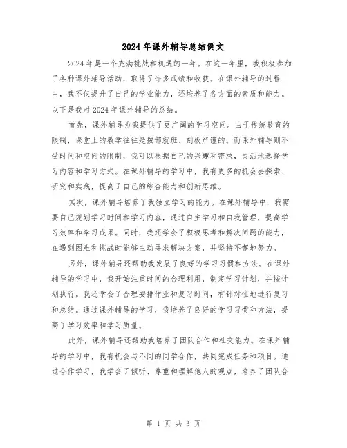2024年课外辅导总结例文(2篇)
