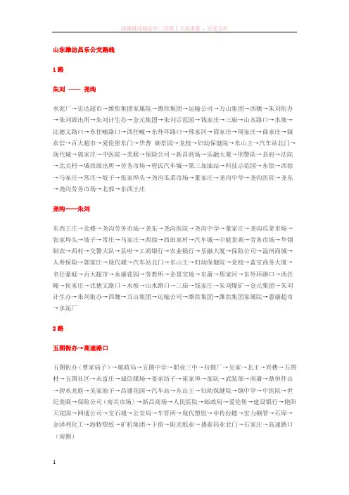 山东潍坊昌乐公交路线昌乐公交路线