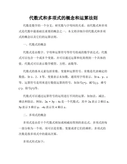 代数式和多项式的概念和运算法则