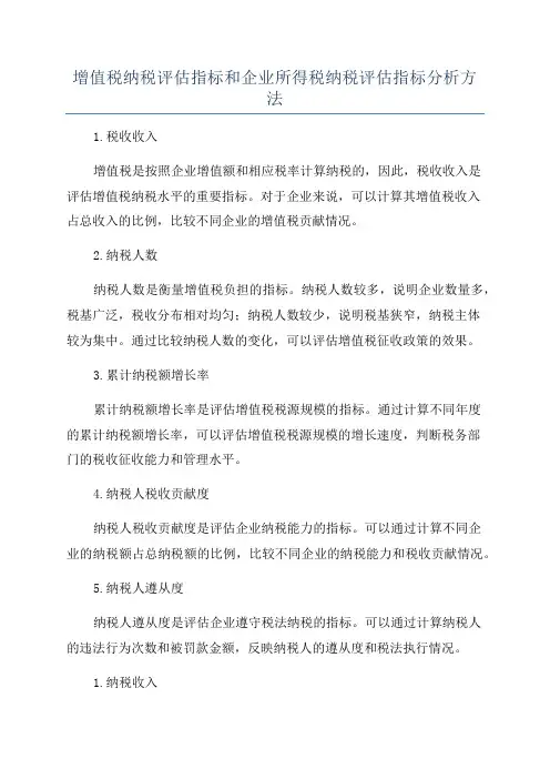 增值税纳税评估指标和企业所得税纳税评估指标分析方法