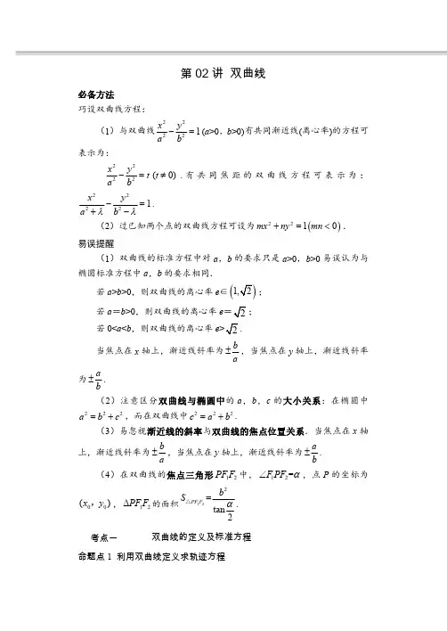 双曲线高二数学专题复习培优讲义