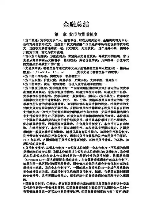 货币金融学总结