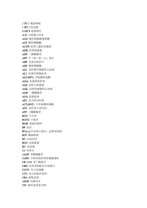 (整理)医学化学名字英文缩写大全