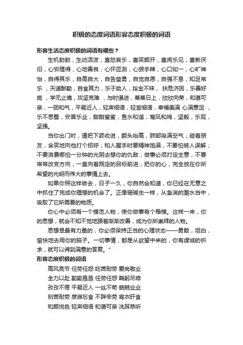 积极的态度词语形容态度积极的词语