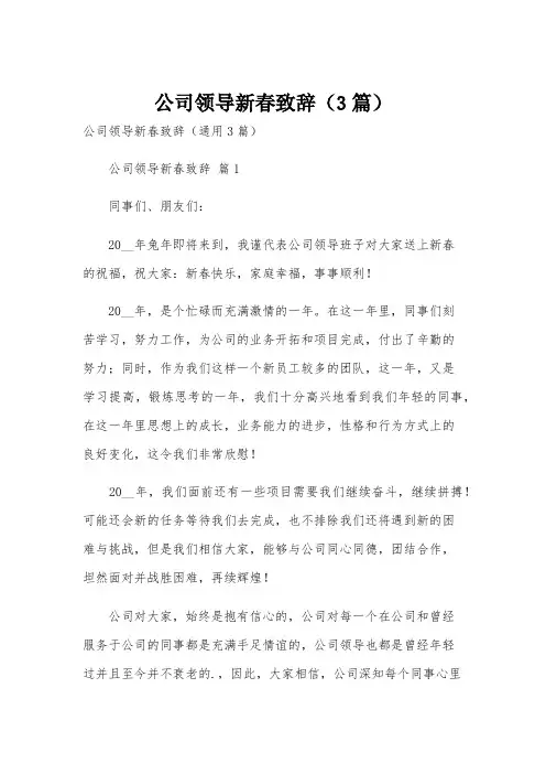 公司领导新春致辞(3篇)