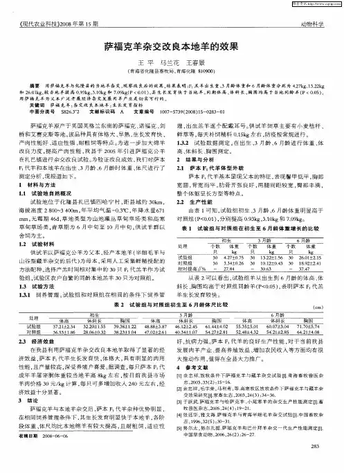 萨福克羊杂交改良本地羊的效果