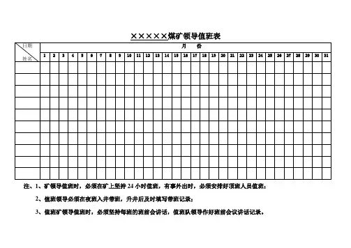 13-1 煤矿领导值班表