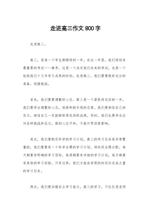 走进高三作文800字
