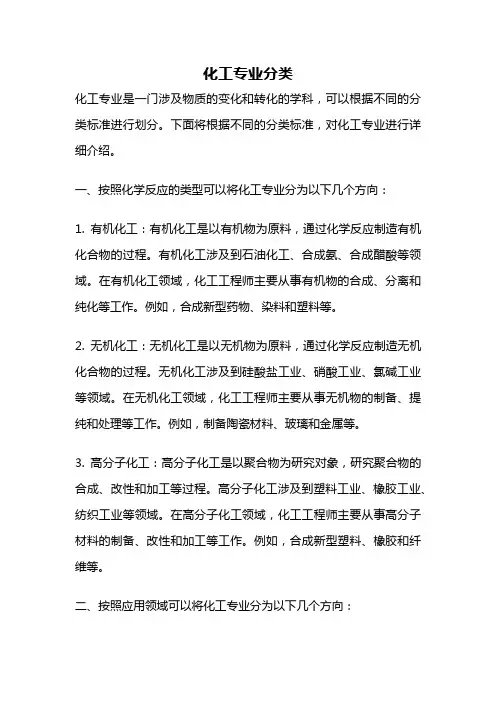 化工专业分类