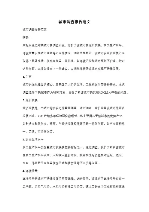 城市调查报告范文