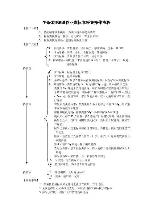 生命体征测量作业粪标本采集操作流程
