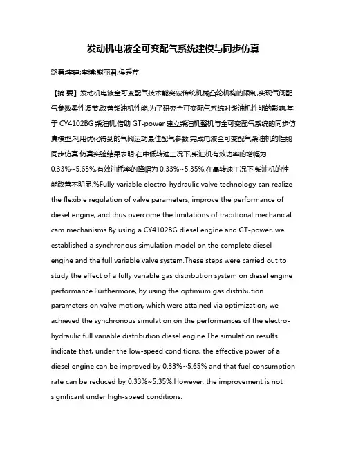 发动机电液全可变配气系统建模与同步仿真