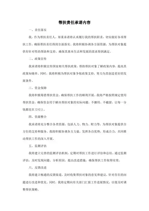 帮扶责任承诺内容