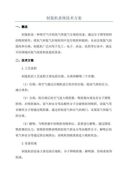 制氮机系统技术方案