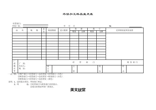外协加工料品盘点表