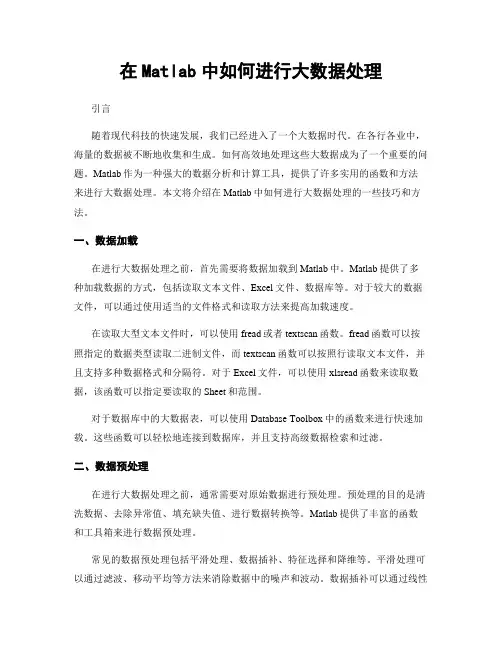 在Matlab中如何进行大数据处理