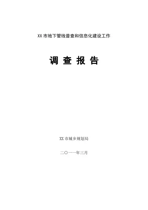 XX市地下管线普查调研报告