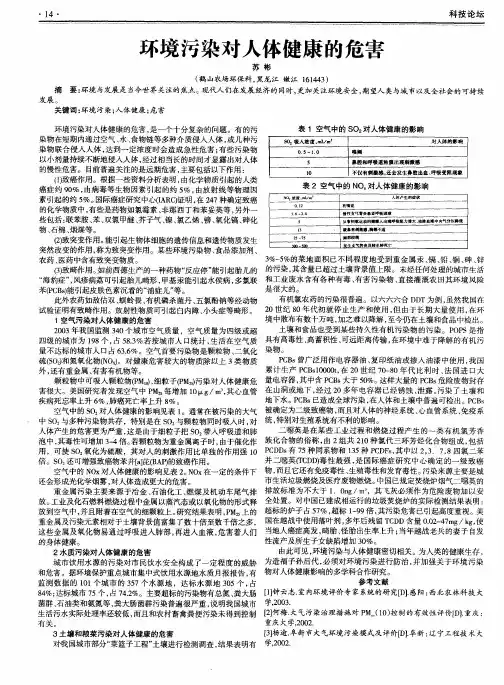 环境污染对人体健康的危害