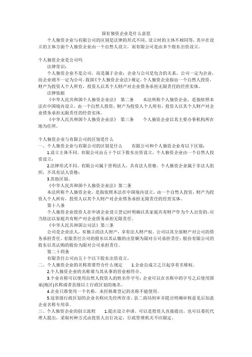 国有独资企业是什么意思