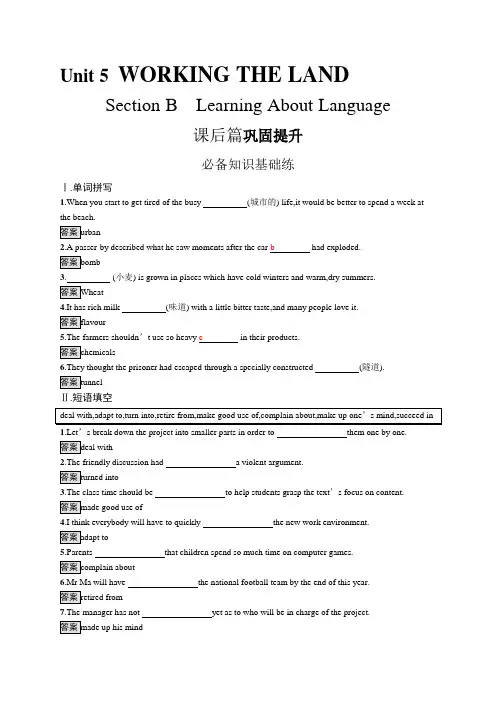 高中英语新人教版)选择性必修一课后习题：Unit 5 Section B(课后习题)【含答案及解析】