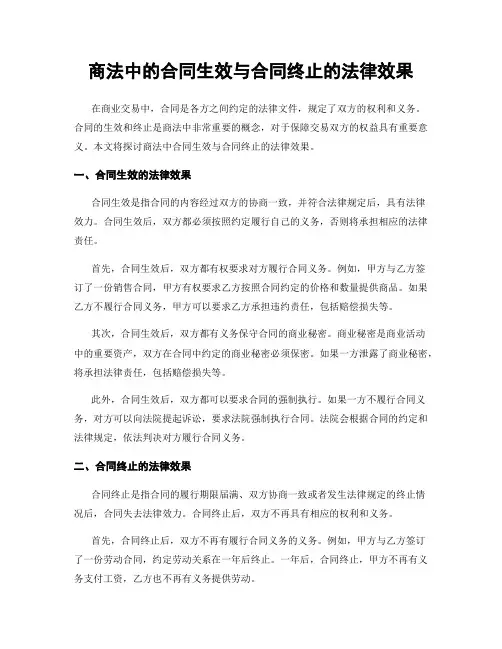 商法中的合同生效与合同终止的法律效果