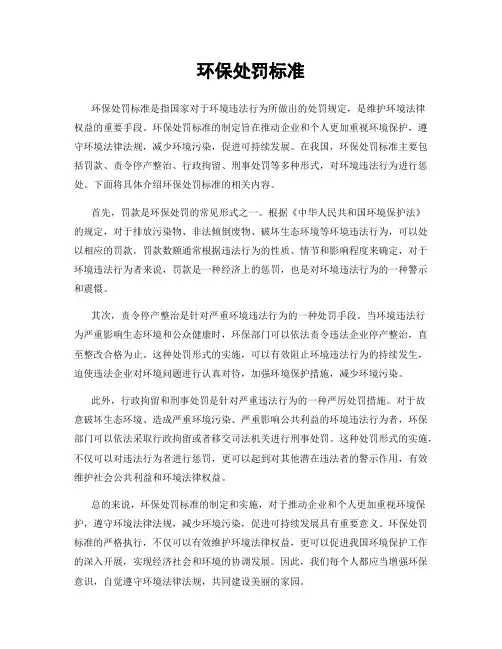 环保处罚标准
