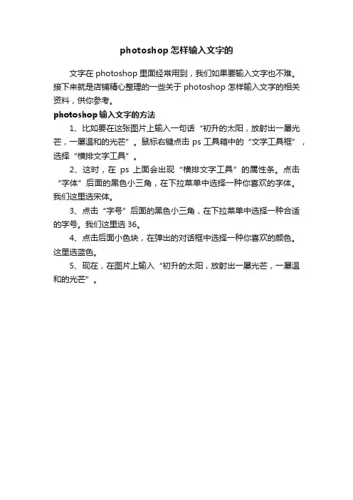 photoshop怎样输入文字的