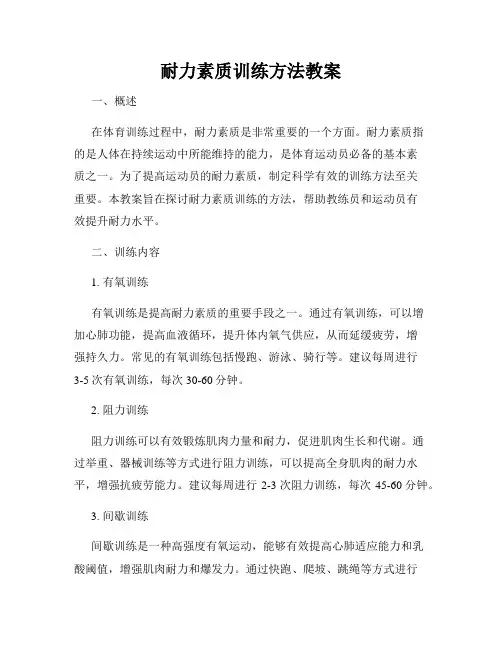 耐力素质训练方法教案