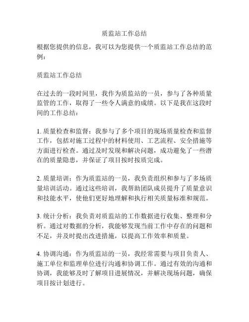 质监站工作总结