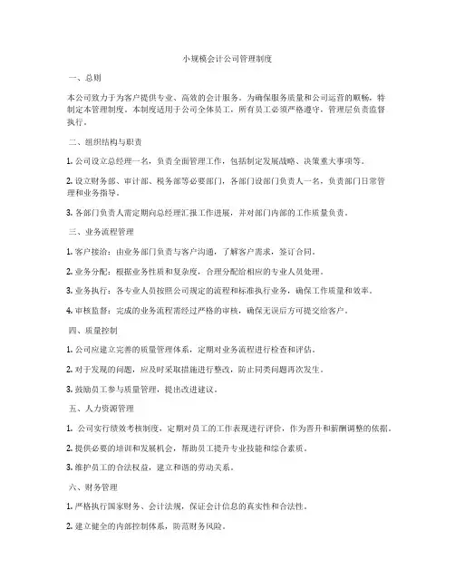 小规模会计公司管理制度