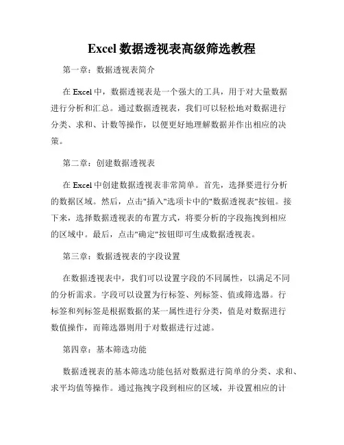 Excel数据透视表高级筛选教程