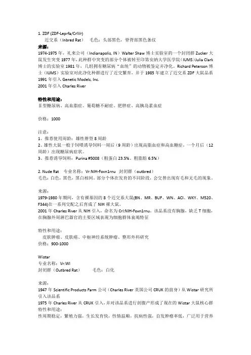 大小鼠品系介绍