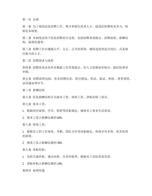 医院招聘薪酬管理制度范本