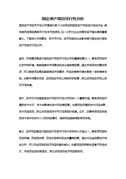 固定资产项目可行性分析