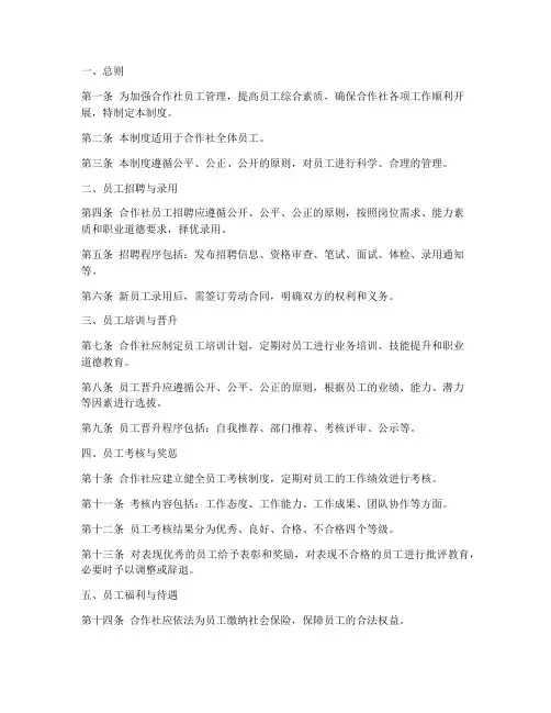 合作社员工管理制度模板